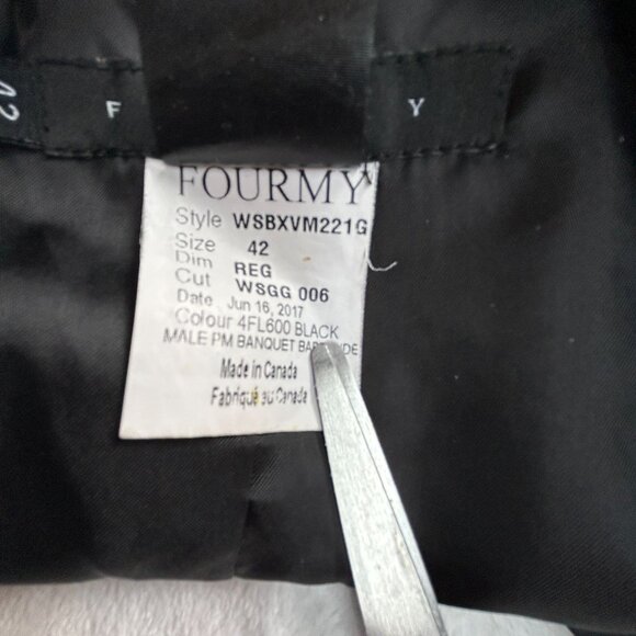 Fourmy Mens Black Notch Collar Formal Vest Size 42 Wool Blend Pocket Lightweight - Picture 4 of 8